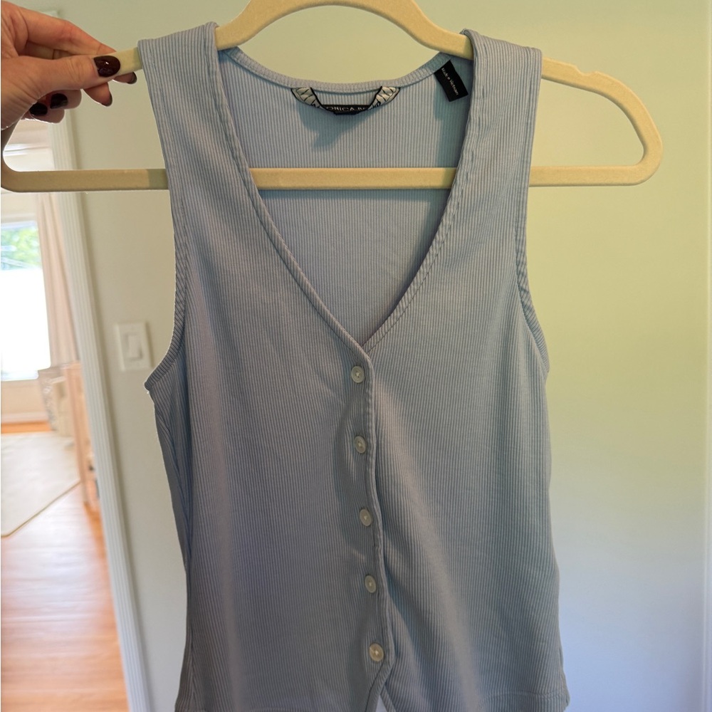 Veronica Beard Sky Blue Button-Front Tank Top Vest